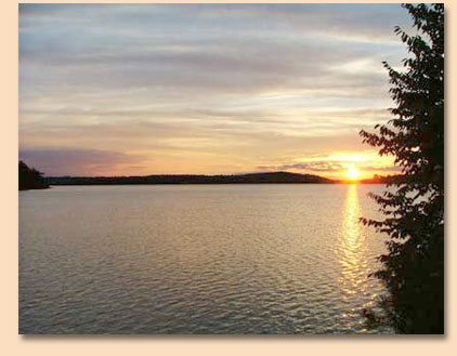 Sunset over Lake at  St. Andrews Vacation Rental at Chamcook Lake, New Brunswick, Canada