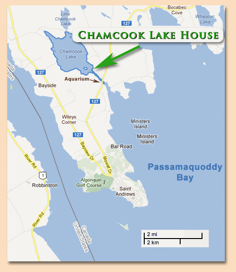 Map of St.Andrews Vacation Rental at Chamcook Lake